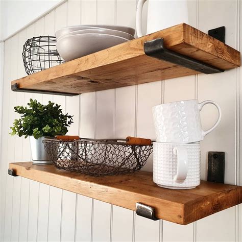 rustic wood shelf with metal brackets|decorative brackets for shelves.